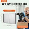 VEVOR BBQ Access Door, 35W x 24H Inch Double Outdoor Kitchen Door, Stainless Steel Flush Mount Door, Wall Vertical Door with Handles, for BBQ Island