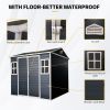 8 x 6ft Resin Outdoor Storage Shed Waterproof Shed with Floor & Two Windows & Lockable Door, Tool Shed for Garden, Patio, Backyard ,Black