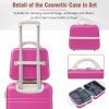 Hardshell Luggage Sets 3 Pieces 20"+24" Luggages and Cosmetic Case Spinner Suitcase with TSA Lock Lightweight,Pink