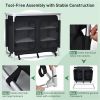 Black Camping Kitchen Table with Storage Shelves