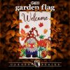 Garden Flag Welcome Gnome with Coffee at Harvest 12x18 inch Blockout Fabric Double Sided