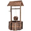 1PC Outdoor Wooden Wishing Well Planter Bucket