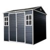 8 x 6ft Resin Outdoor Storage Shed Waterproof Shed with Floor & Two Windows & Lockable Door, Tool Shed for Garden, Patio, Backyard ,Black