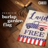 Garden Flag Land of the Free American Truck 12x18 Inch Printed Burlap Polyester Patriotic Decoration