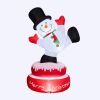 4.8FT Lighted Christmas Inflatable Decoration, Large Rotating Snowman with Motor
