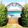 Metal Garden Arch W74.4'' x H98.4'' Garden Arbor Trellis Climbing Plants Support Rose Arch Outdoor Arch Black
