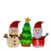 Set of 3 Lighted Santa and Snowman and Xmas Tree Christmas Decorations