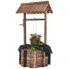 1PC Outdoor Wooden Wishing Well Planter Bucket