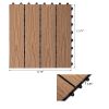 Quick Interlocking Flooring Patio Deck Tiles 12"x 12" Wood-Plastic Composite 11PCS Teak