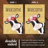 Garden Flag Welcome Cow with Flowers 12x18 Inch Printed Burlap Polyester Everyday Decoration