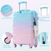 Luggage Set of 3, 20-inch with USB Port, Airline Certified Carry-on Luggage , ABS+PC Hard Shell Luggage with Spinner Wheels, light blue and pink