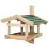 Bird Feeder Green and Natural Wood Solid Fir Wood Small