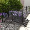 Garden Bridge 4' Metal Arch with Scrollwork & Safety Rails Easy Assembly Black Bronze