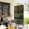 Decorative Privacy Fence Screen, Metal Outdoor Privacy Screen Climbing Plant Trellis with Stand, Rhombus Black