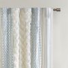 Cotton Printed Curtain Panel with Chenille Stripe and Lining White/Navy 50x84"