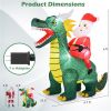 6.7ft Inflatable Santa Riding Dinosaur - 5 Bright LED Lights 210T Polyester Outdoor Xmas Decor