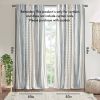 Cotton Printed Curtain Panel with Chenille Stripe and Lining White/Navy 50x84"