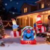 4.7 FT Lighted Christmas Inflatable Decoration, Large Motorized Seesaw with Santa and Reindeer