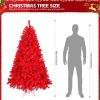 6 FT Artificial Christmas Tree, Unlit Hinged Christmas Pine Tree with 800 Branch Tips and Sturdy Metal Stand, Red