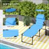 Outsunny 2 Pcs Outdoor Lounge Chair, Adjustable Backrest Folding Chaise Lounge, Cushioned Tanning Chair w/Sunshade Roof & Pillow Headrest for Beach