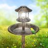 51*51*106cm Plastic Round Birdbath with Solar Light Bronze