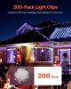 VEVOR Christmas Light Clips, 200 Pack, Weatherproof Holiday Outdoor Lighting Hanging Hooks, Mount to Shingles & Gutters, for C3, C4, Mini