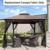 10x10 Ft Patio Double Roof Gazebo Replacement Canopy Top Fabric,Brown
