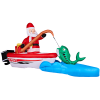 10FT Lighted Christmas Inflatable Decoration, Inflatable Santa Fishing on Boat