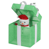 12in Motorized Pop-up Gift Box with Snowman, Outdoor Christmas Decorations with Motor & 60 LED Lights