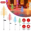 7-Color Solar Christmas Tree Stake Lights (4 Pack), Lifelike Fiber Optic Cedar Design with Star