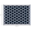 9x18 Modern Outdoor Mat, Plastic Waterproof, Reversible & Folding for Picnic, Beach, Camping, Blue & White