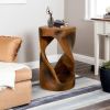 Twist Shape Concrete Side Table,Unique Modern End Table for Home Decor