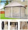 10*12 FT Softtop Metal Gazebo with Mosquito Net&Sunshade Curtains,Sturdy Heavy Duty Double Roof Canopy,Galvanized Steel Design Outdoor Tent