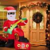 7.5FT Lighted Christmas Inflatable Decoration, Inflatable Black Santa Playing Electric Guitar