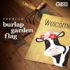 Garden Flag Welcome Cow with Flowers 12x18 Inch Printed Burlap Polyester Everyday Decoration