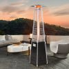 Bosonshop Outdoor Patio Heater, Pyramid Standing Gas LP Propane Heater With Wheels 89 Inches Tall 42000 BTU For Commercial Courtyard (Black)