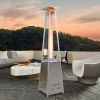 Outdoor Patio Heater, Pyramid Standing Gas LP Propane Heater With Wheels 89 Inches Tall 42000 BTU For Commercial Courtyard (Silver)
