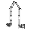 Metal Garden Arch with Adjustable Width W68.11''~W94.29'' Climbing Plants Support Rose Arch Outdoor Black