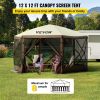 VEVOR Gazebo Screen Tent, 12 x 12 ft, 6 Sided Pop-up Camping Canopy Shelter Tent with Mesh Windows, Portable Carry Bag, Ground Stakes