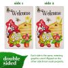 Garden Flag Welcome Gnome with Flowers 12x18 inch Blockout Fabric Double Sided