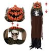 5.6ft Halloween Decorations Outdoor Life Size Animatronics Ghost with Pumpkin Head, Sound-Actived Party Decor with Creepy Sound
