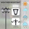 Outdoor Lamp Post Lights, Triple Head Solar Powered Lamp, Street Vintage Solar Post Lamp, for Backyard, Garden Pathway, Driveway, 72 Inches