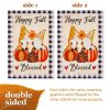 Garden Flag Happy Fall Blessed Two Gnomes Sitting on Pumpkins 12x18 inch Blockout Fabric Double Sided