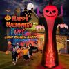12FT Halloween Inflatables Decoration Outdoor Giant Pumpkin Reaper Ghost with 3-Colored Rotation Flame LEDs Spooky Halloween Blow Up Yard Decorations