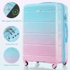 Luggage Set of 3, 20-inch with USB Port, Airline Certified Carry-on Luggage , ABS+PC Hard Shell Luggage with Spinner Wheels, light blue and pink