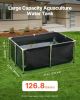 VEVOR Canvas Fish Pond, 126.8 Gal Above Ground Fish Pond, Foldable PVC Koi Tank, Rectangular Goldfish Tank with Stable Frame and Drain Valve