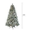 7 FT Pre-lit Snow Flocked Christmas Tree, Artificial Hinged Xmas Pine Tree with 1000 Branch Tips