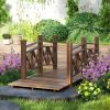 5' Wooden Garden Bridge Footbridge for Backyard Ponds, Creeks, Streams, Carbonized
