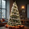 7.5 FT Artificial Snow Tipped Christmas Tree with DIY 350 Warm Lights Remote Control