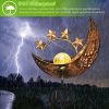 Solar Powered Moon Star Lamp IP54 Waterproof Decorative Lamp Crackle Glass Globe Stake Iron Lights For Garden Lawn Yard Driveway GPCT2900
